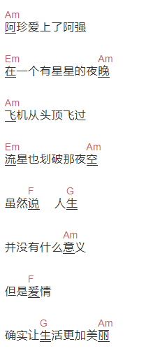 五条人《阿珍爱上阿强》吉他谱C调和弦谱(txt)1