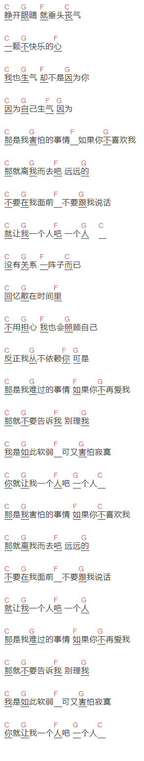 花粥《那是我难过的事情》吉他谱C调和弦谱(txt)1