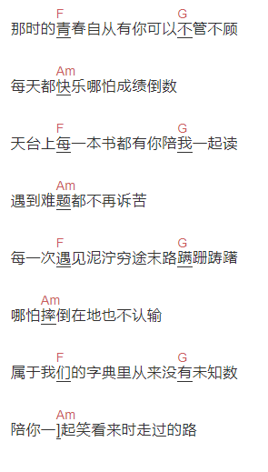 AI不释手乐团《那时的我们》吉他谱C调和弦谱(txt)1