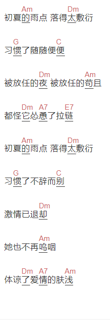 许嵩《毁人不倦》吉他谱C调和弦谱(txt)1