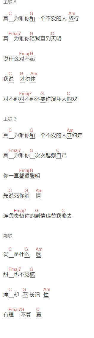 Rainbow计划《戏迷》吉他谱C调和弦谱(txt)1