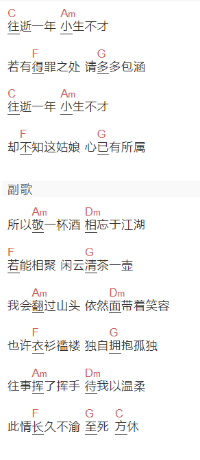 要不要买菜《小生不才》吉他谱C调和弦谱(txt)1