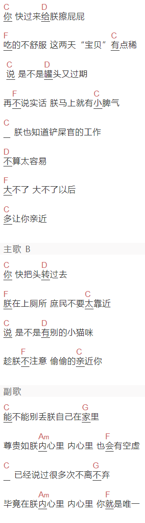 丢火车《小猫咪》吉他谱C调和弦谱(txt)1