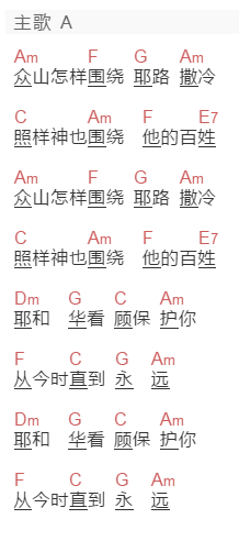 甘露《众山怎样围绕耶路撒冷》吉他谱C调和弦谱(txt)1