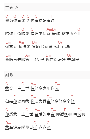 阿牛《至霖情歌》吉他谱C调和弦谱(txt)1