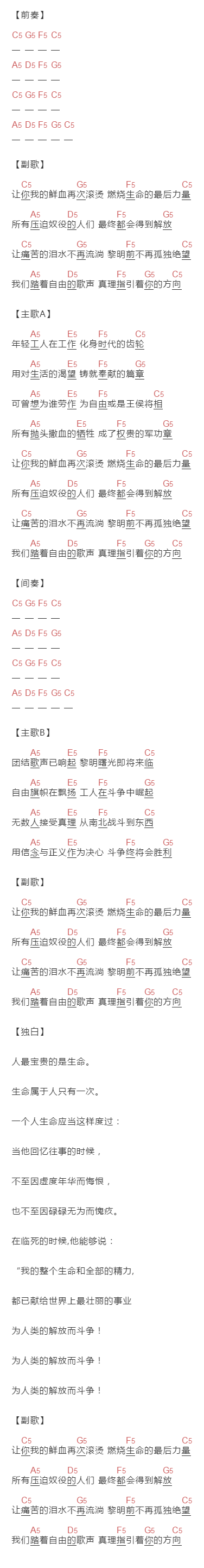 C.S.B.Q《胜利》吉他谱C调和弦谱(txt)1