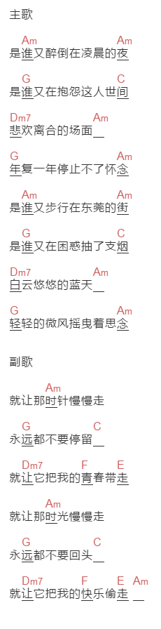 独琴者《脱掉》吉他谱C调和弦谱(txt)1