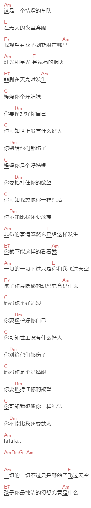 李志《董卓瑶》吉他谱C调和弦谱(txt)1