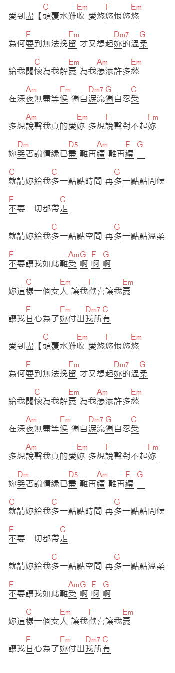 周华健《讓我歡喜讓我憂》吉他谱C调和弦谱(txt)1