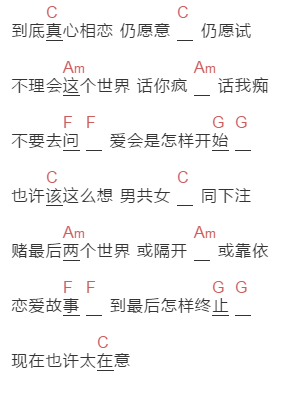 叶倩文《谈情说爱》吉他谱C调和弦谱(txt)1