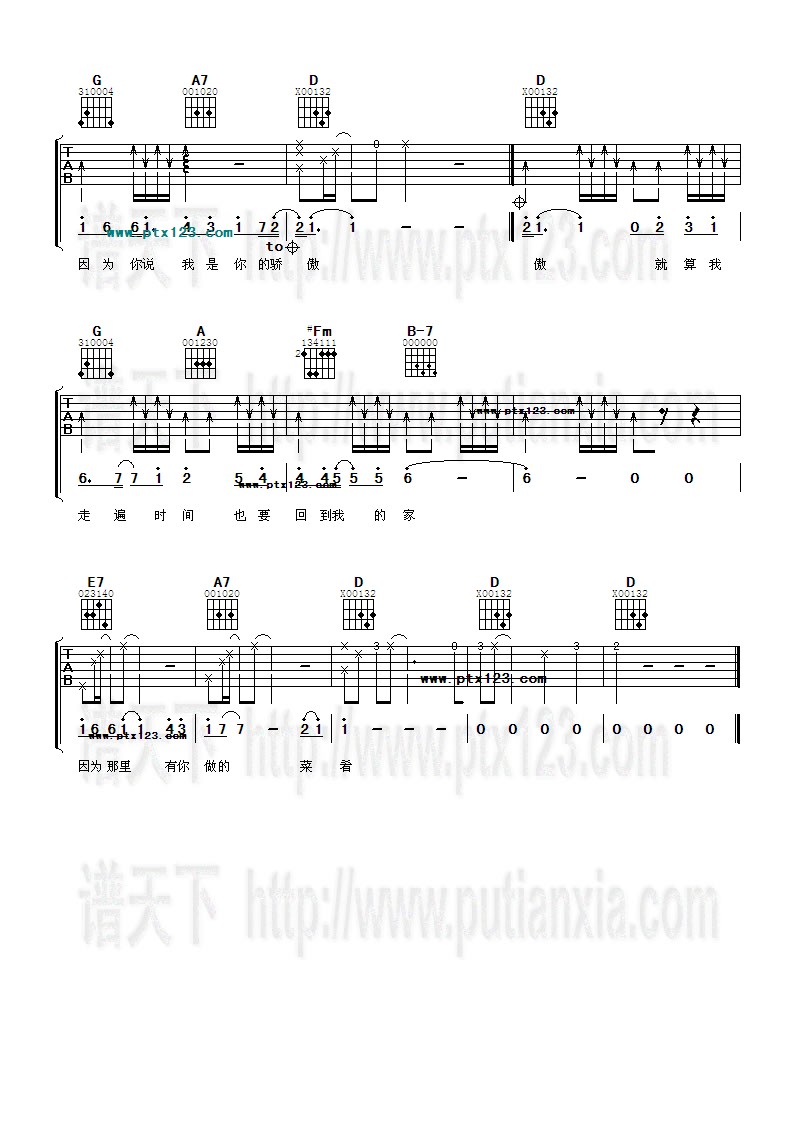 孙楠《你对我的好》吉他谱D调六线谱(图)1