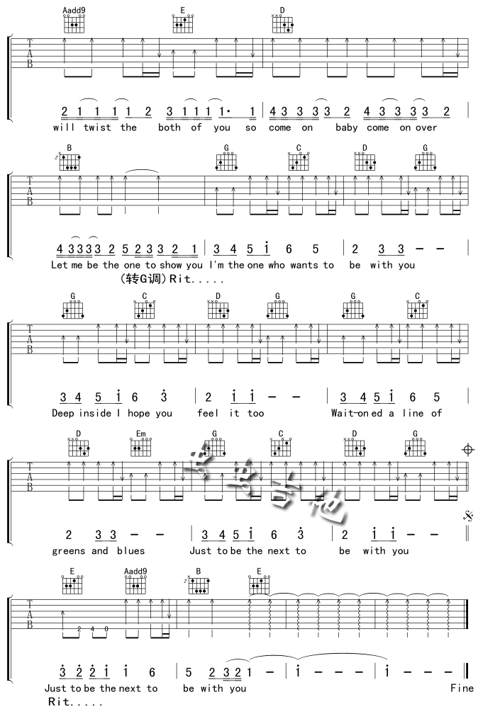 欧美经典《ToBeWithYou》吉他谱E调六线谱(图)1
