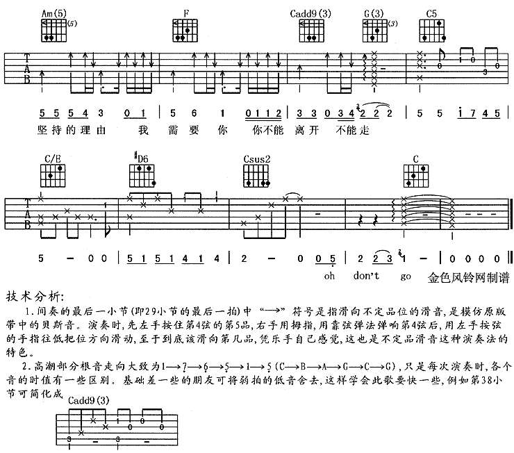 满文军《我需要你》吉他谱C调六线谱(图)1