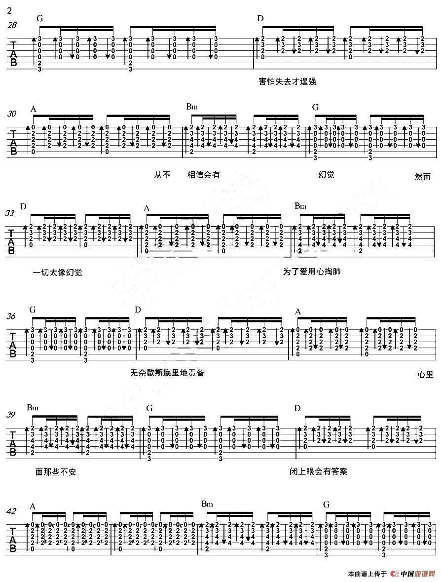 羽泉《救赎》吉他谱C调六线谱(图)1