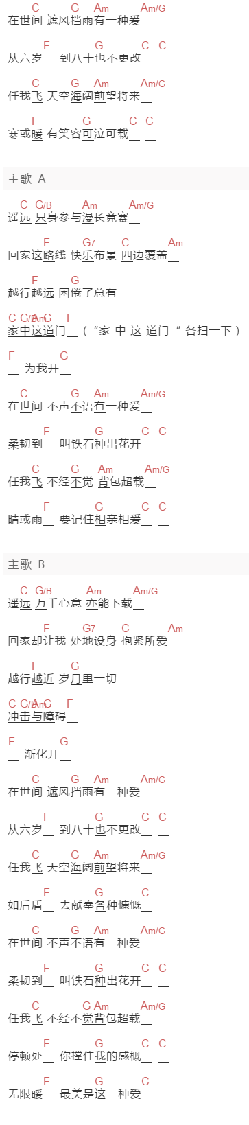 郑欣宜《拥抱爱》吉他谱C调和弦谱(txt)1