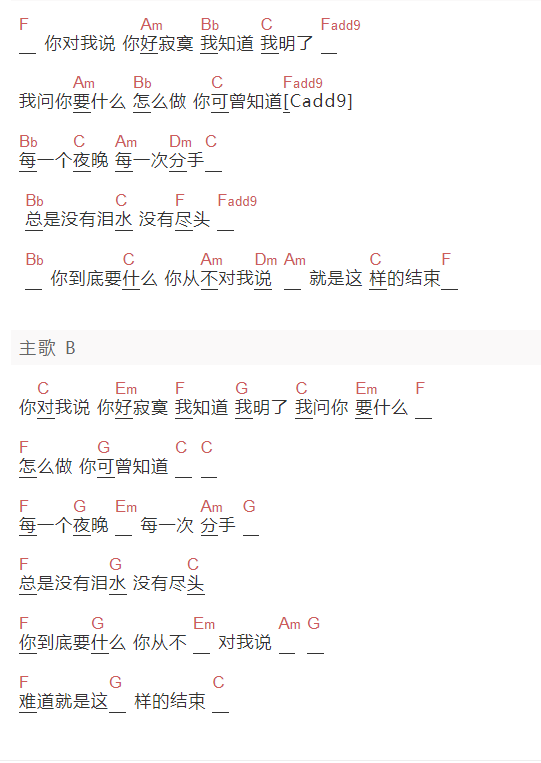 潘峰《结束》吉他谱C调_1