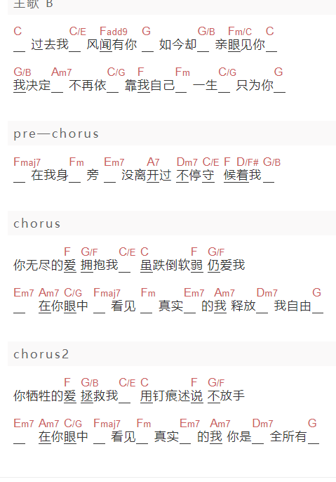 《无尽的爱》吉他谱C调和弦谱(txt)1