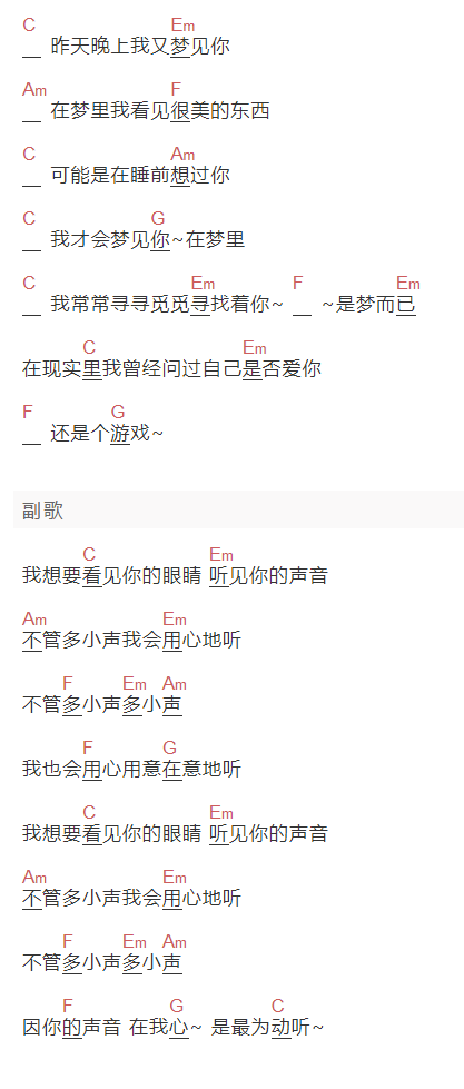 房祖名《最动听》吉他谱C调_1