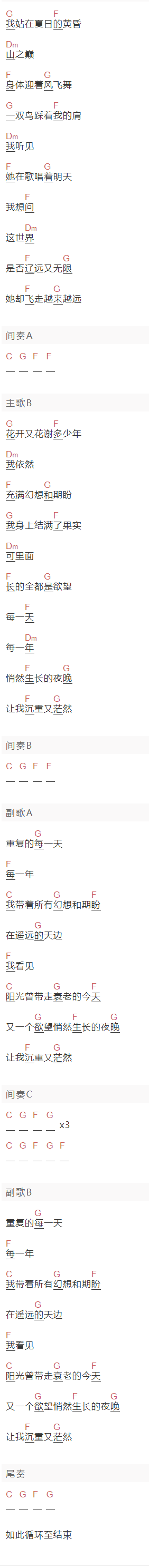 许巍《树》吉他谱C调_1