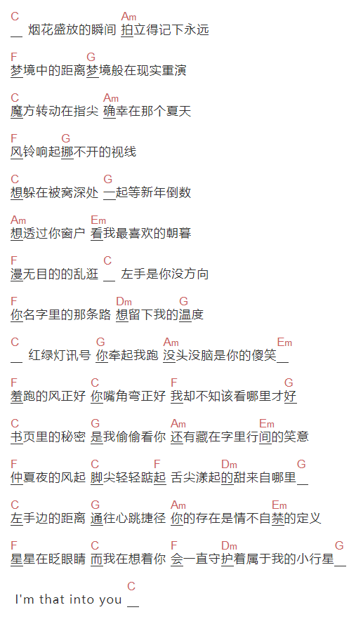 也没想好《没想好》吉他谱C调和弦谱(txt)1