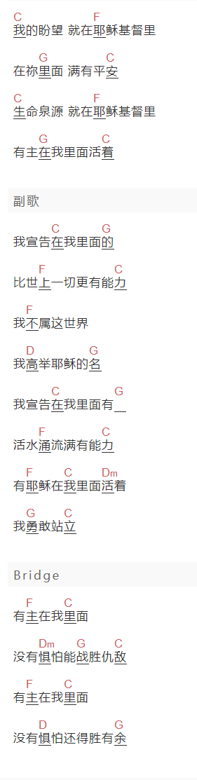 赞美之泉《满有能力》吉他谱C调和弦谱(txt)1