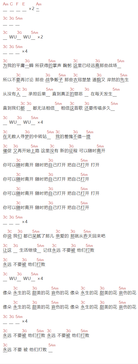 《点石成金》吉他谱C调和弦谱(txt)1