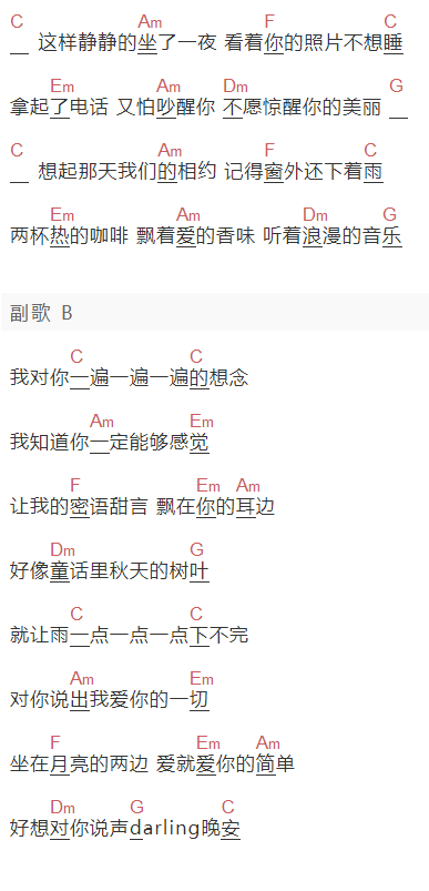 《爱情木瓜》吉他谱C调和弦谱(txt)1