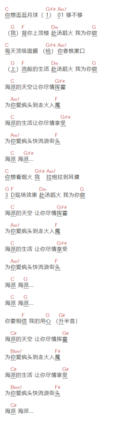 罗志祥《爱疯头》吉他谱C调和弦谱(txt)1