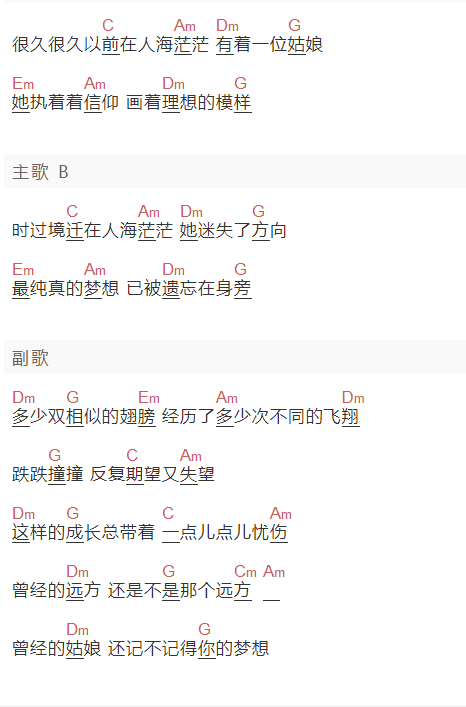 阿肆《睡前故事》吉他谱C调和弦谱(txt)1