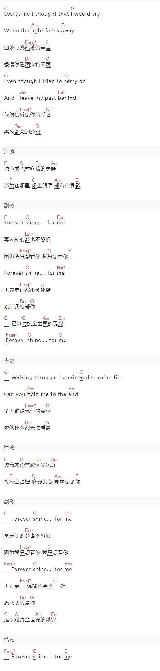 林彦俊《原来我爱你》吉他谱C调和弦谱(txt)1