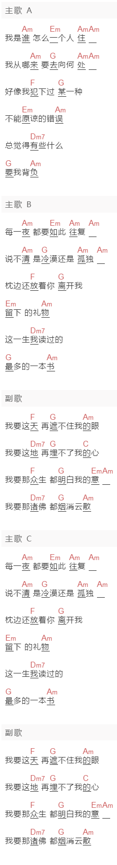 缝纫机乐队《悟空传》吉他谱C调和弦谱(txt)1