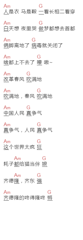 小可儿《念诗之王》吉他谱C调和弦谱(txt)1