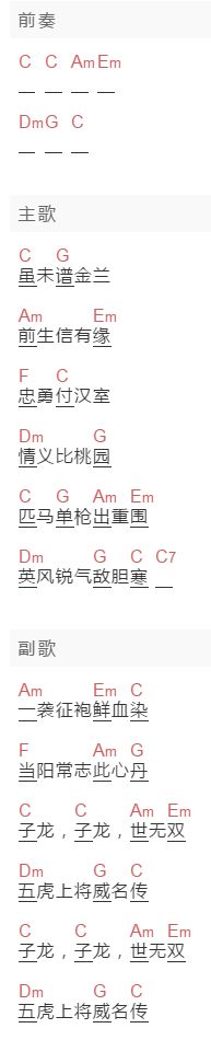 崔京浩《当阳常志此心丹》吉他谱C调和弦谱(txt)1