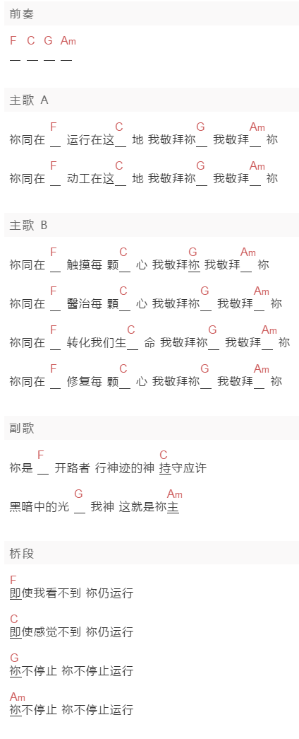 Sinach《开路者》吉他谱C调和弦谱(txt)1