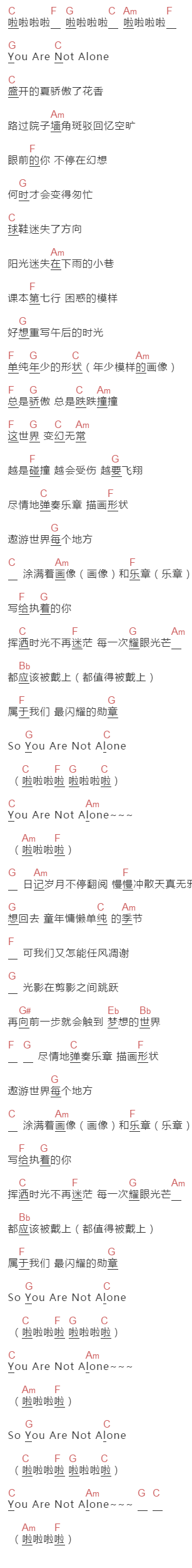易安音乐社《少年画像》吉他谱C调和弦谱(txt)1