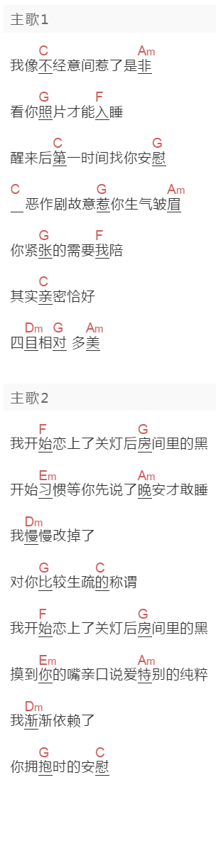 林晨阳《黑色房间》吉他谱C调和弦谱(txt)1