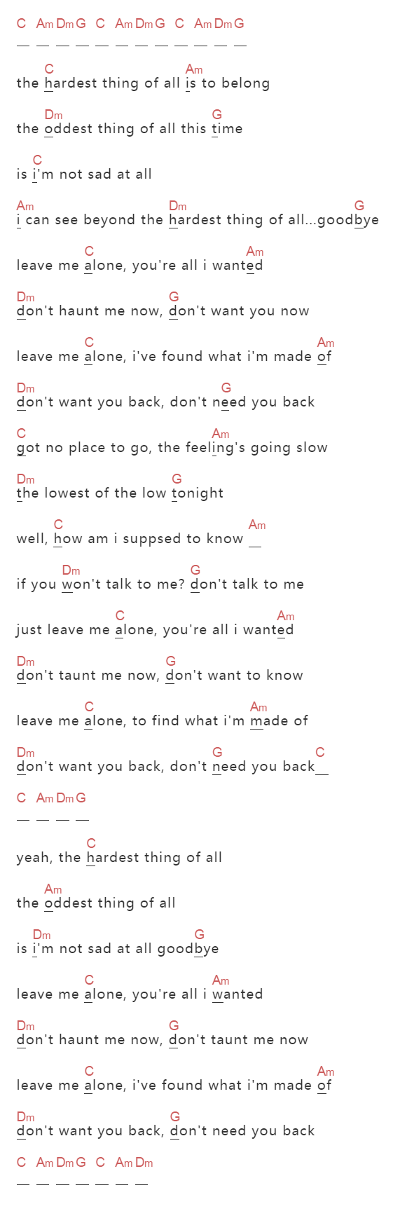 The Trash Can Sinatras《Leave Me Alone》吉他谱C调和弦谱(txt)1