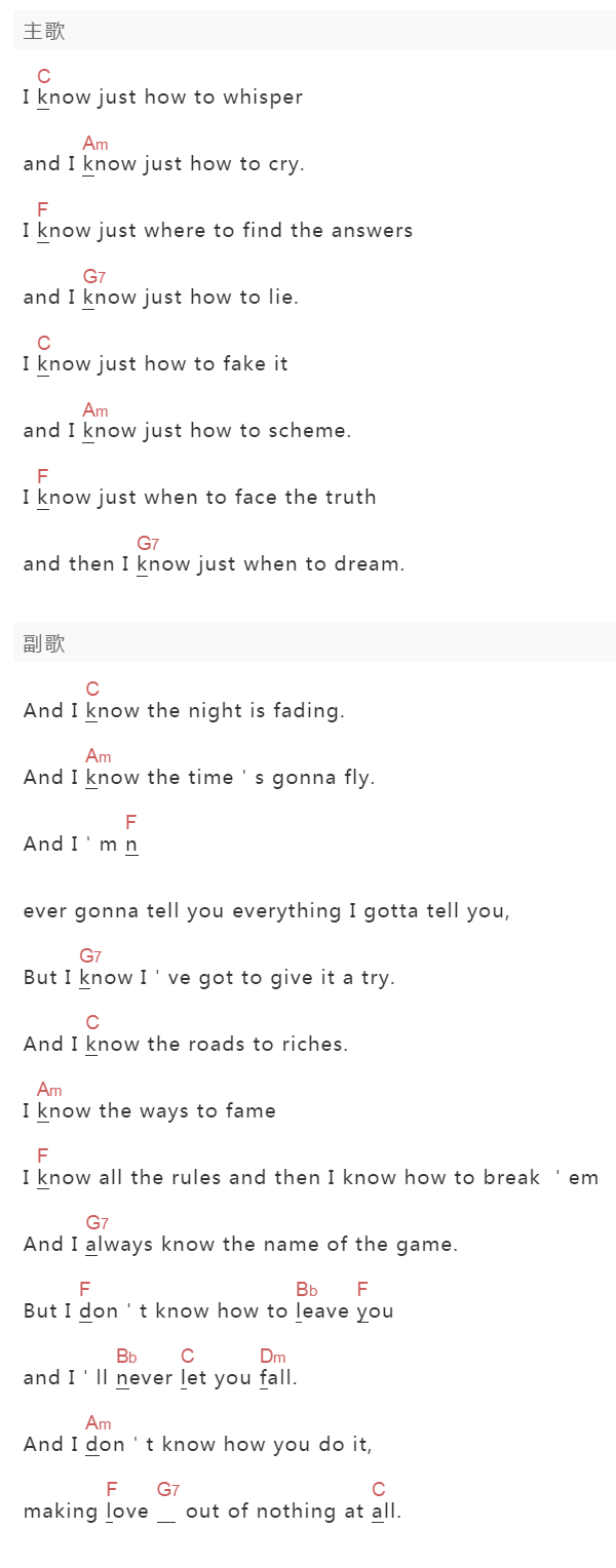 Air Supply《Making Love Out Of Nothing At All》吉他谱C调和弦谱(txt)1