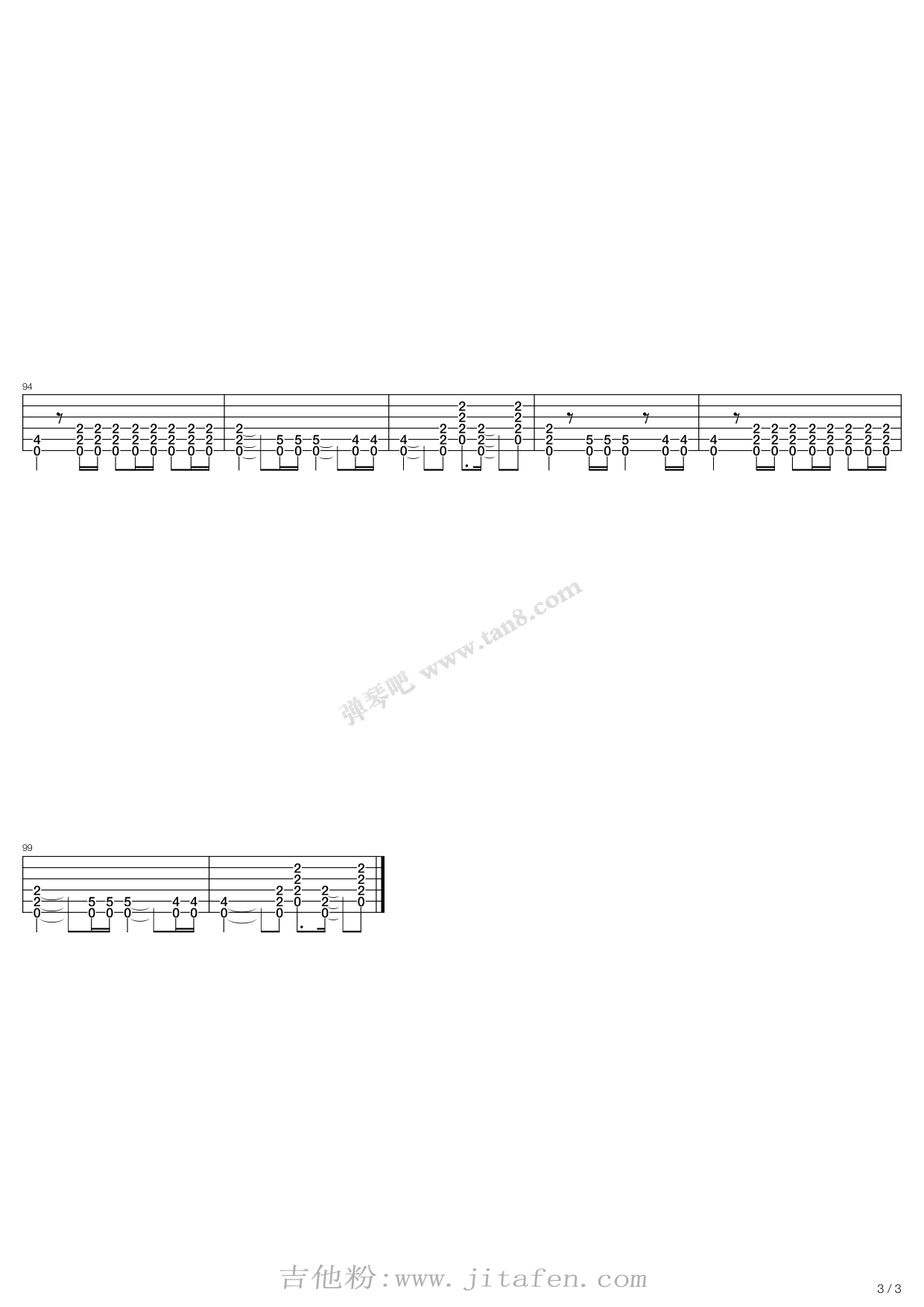 AC,DC《Back In Black》吉他谱C调六线谱(图)1