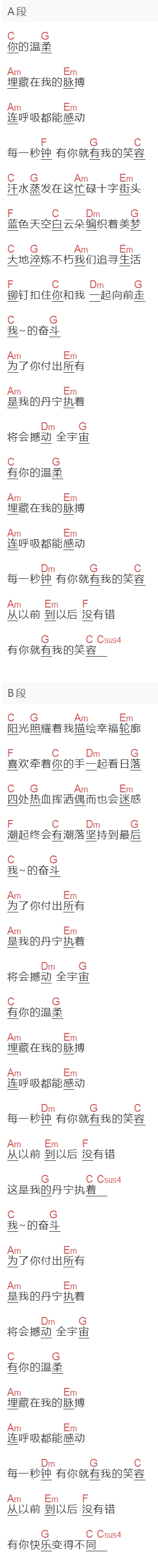 林俊杰《丹宁执着》吉他谱C调_1