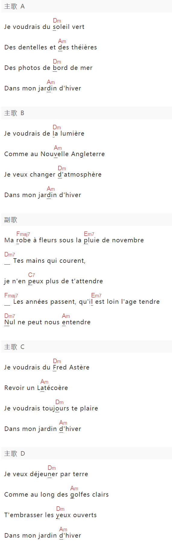 Emilie-Claire Barlow《Jardin D'hiver》吉他谱C调和弦谱(txt)1