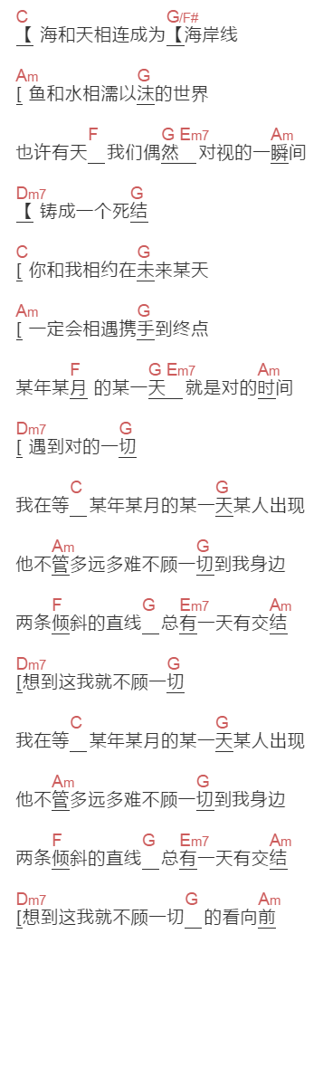 苏星婕《我在等2022》吉他谱C调和弦谱(txt)1