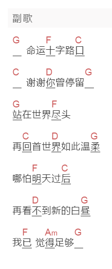 rainton桐《最后的旅行》吉他谱C调和弦谱(txt)1