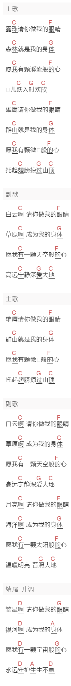 孙楠《生生不息》吉他谱C调和弦谱(txt)1
