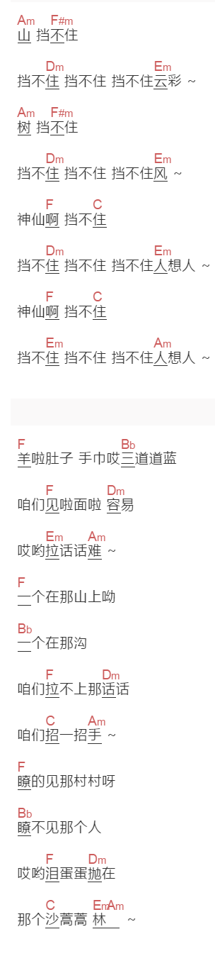 贺国丰《神仙挡不住人想人》吉他谱C调和弦谱(txt)1