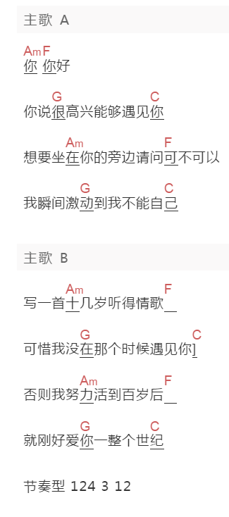AY杨佬叁《零几年听得情歌》吉他谱C调和弦谱(txt)1