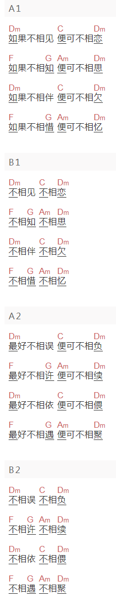 桑吉平措《相见》吉他谱C调和弦谱(txt)1