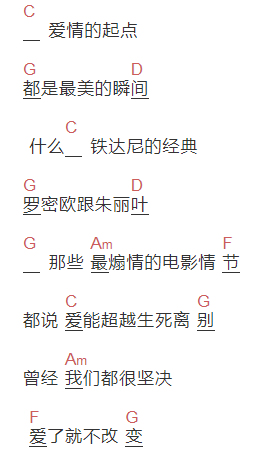 不爱吃鱼的猫《不要对我说再见》吉他谱C调和弦谱(txt)1