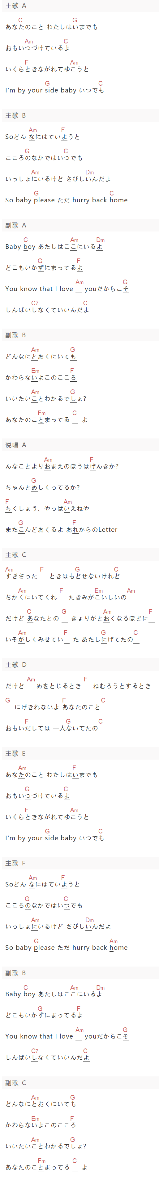 《永远在身边》吉他谱C调和弦谱(txt)1