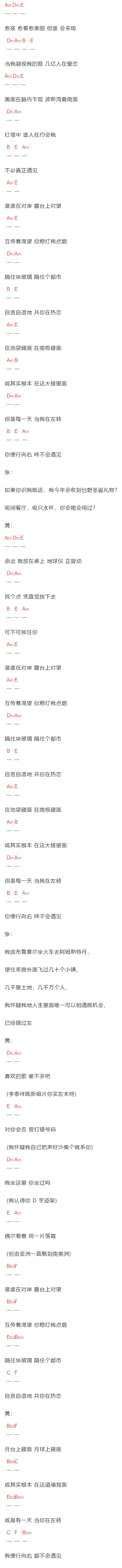 黄耀明《这么远那么近》吉他谱C调和弦谱(txt)1